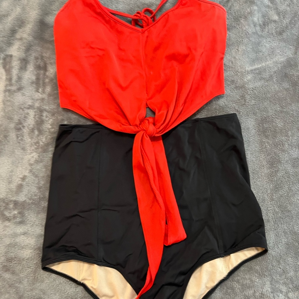 Kortni jeane suit tie up top, high waisted bottoms